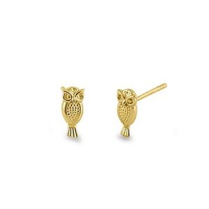 Solid 14K Yellow Gold *Dainty* Owl Stud Earrings